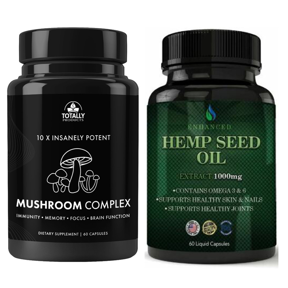Mushroom Complex Immune Support & Hemp Seed Oil Healthy Skin Joint Supplement