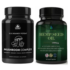 Mushroom Complex Immune Support & Hemp Seed Oil Healthy Skin Joint Supplement