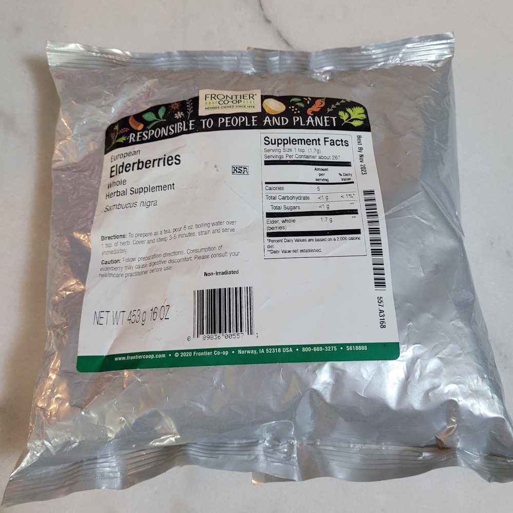 Frontier Elderberries whole dried 1 pound