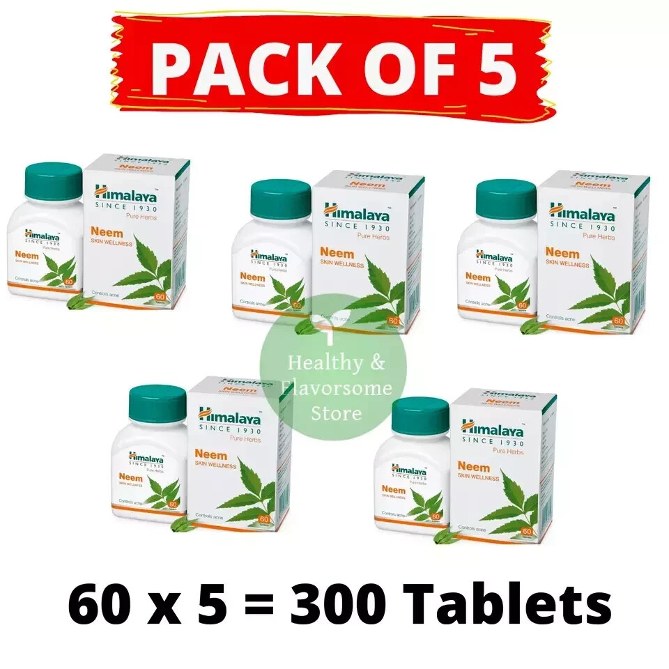🌿 Himalaya Neem Tablets – Pack of 5 (60 Tablets Each) | Expiry 03/2028
