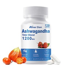 Organic Ashwagandha Capsules 1200mg 120 Capsules with Black Pepper Root Powder