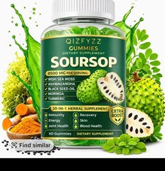 1 PCS Summervibes Soursop Gummies 20-in-1 Herbal Complex Sea Moss Moringa 60ct