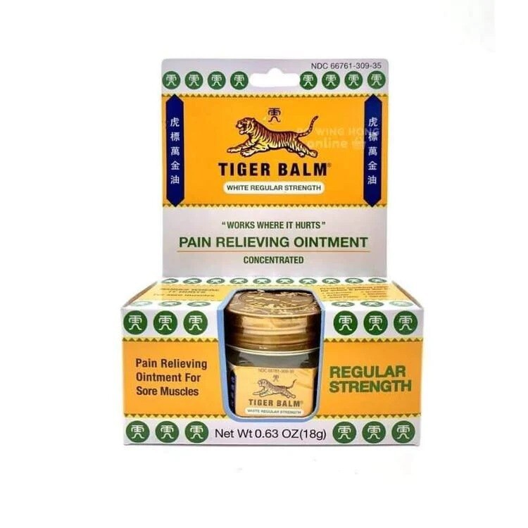 Tiger Balm White Pain Relieving Ointment for Sore Muscles (0.63 Oz)- 18g