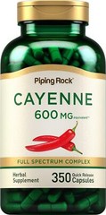 Cayenne Pepper Capsules | 600mg | 350 Count | Herbal Supplement | by Piping Rock
