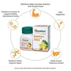 Himalaya Gokshura 60 Tablets x 3 Pack | Boosts Vitality & Energy | Exp. 03/2027