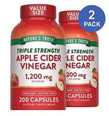 Nature’s Truth Apple Cider Vinegar 1200 mg 400 Caps (2×200 ) Exp. 07/2028 Fresh