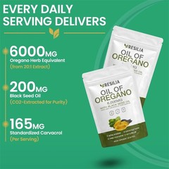 Resilia Oil of Oregano 6000mg with Black Seed Oil Softgels – 60Softgels