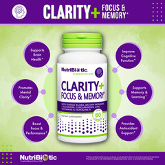 NutriBiotic Clarity+ Focus & Memory, Brain & Cognitive Support, 60 Capsules