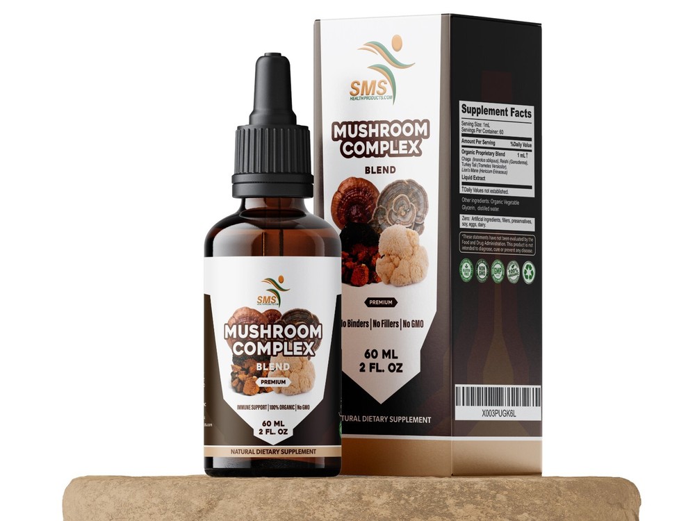 Mushroom Complex Extract Organic Non GMO Tincture Herbal Liquid Drops 2 Fl Oz