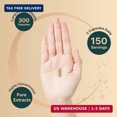 300 Caps Ginkgo Biloba 6000mg w/Red Panax Ginseng for Memory Focus Brain Health