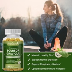 1000mg Soursop Graviola Capsules Leaf&Fruit Extract 120Capsules High Potency