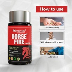Horse Fire Ayurvedic Tablets for Men, Stamina, Muscle, Immunity, 120 Tabs G563
