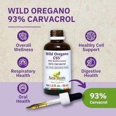 100% Pure Wild Oregano Oil Drops – 93% Carvacrol, Non-GMO, Gluten-Free, 547 Serv