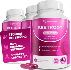 3X Rosabella Organic Beet Root 60 Capsules Natural Energy Boost Blood Pressure