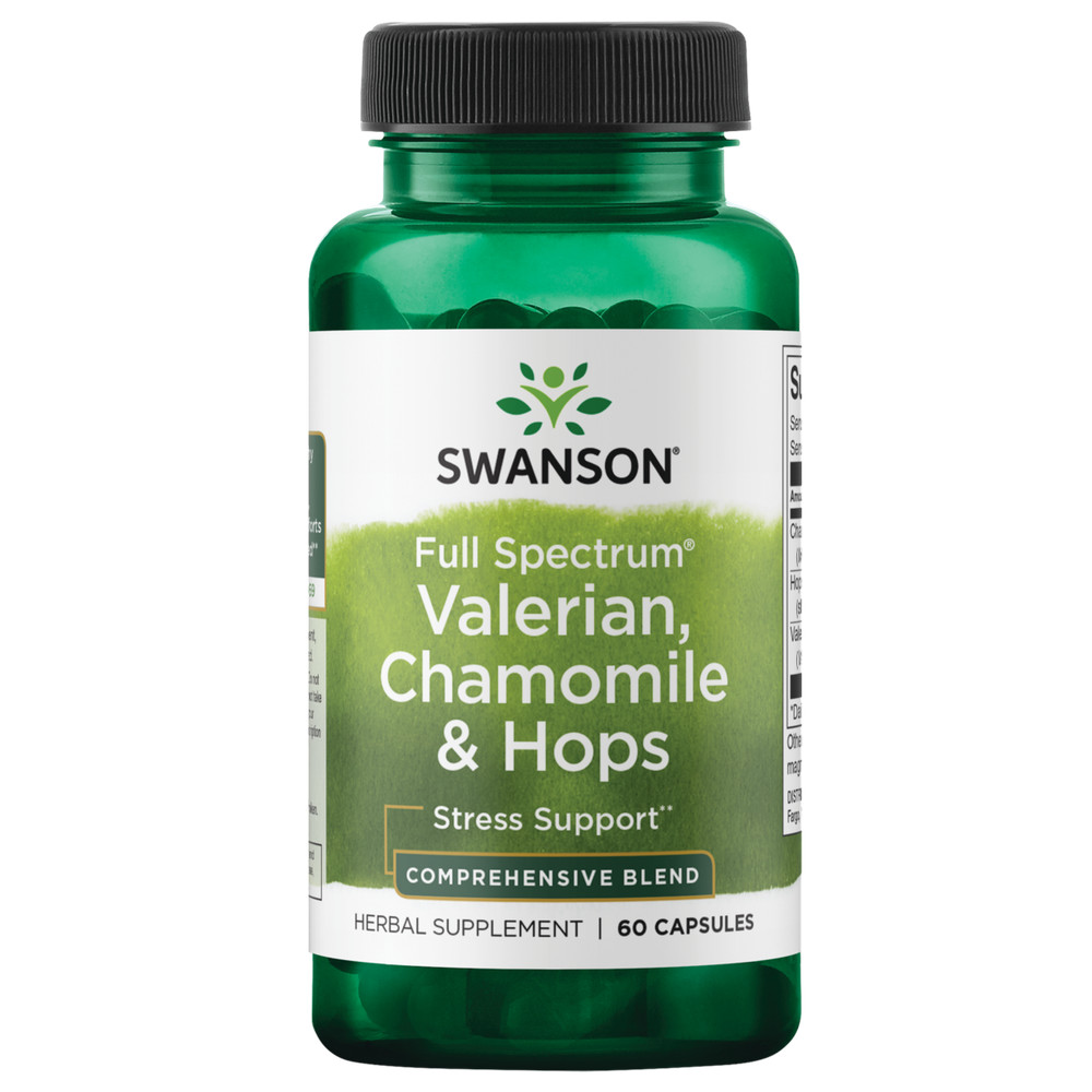 Swanson Full Spectrum Valerian, Chamomile and Hops 60 Capsules