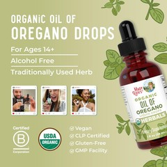 Oregano Oil Drops USDA Organic Herbal Blend 6 Month Supply 1 Fl Oz