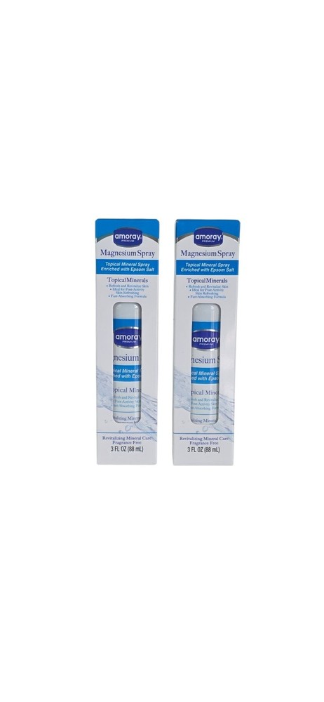 Amoray Premium Magnesium Topical Mineral Spray Fragrance Free 3 fl.oz ~2pk