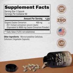Ceylon Cinnamon Capsules – 8000 mg, Extra Strength – Made in USA – Energy, Heart