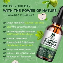 2 Pack Soursop Graviola Leaf Extract & Sea Moss Drops for Immunity & Gut Health