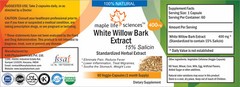 White Willow Bark Extract Capsules 15% Salicin Pure & High Quality