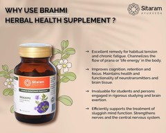Sitaram Brahmi 60 Capsule More Potent 600 MG Mind wellness Improves Alertness