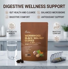 2Pk Wormwood Black Walnut Cloves 6600mg 18-in-1 Detox Softgels 480 Ct