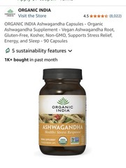 ORGANIC INDIA Ashwagandha 90 Capsules – Organic Vegan Stress Relief Supplement