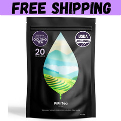 PiPi Tea Organic Oolong Bags – Whole Leaf, 20 (4g Each) 20