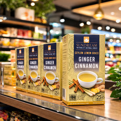 Ceylon Lemongrass Ginger Cinnamon Herbal Tea 25 Bags 100% Natural Wellness Drink