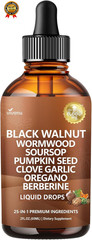 25-In-1 Liposomal Black Walnut Wormwood Clove Tincture, Cleanse for Humans Drops