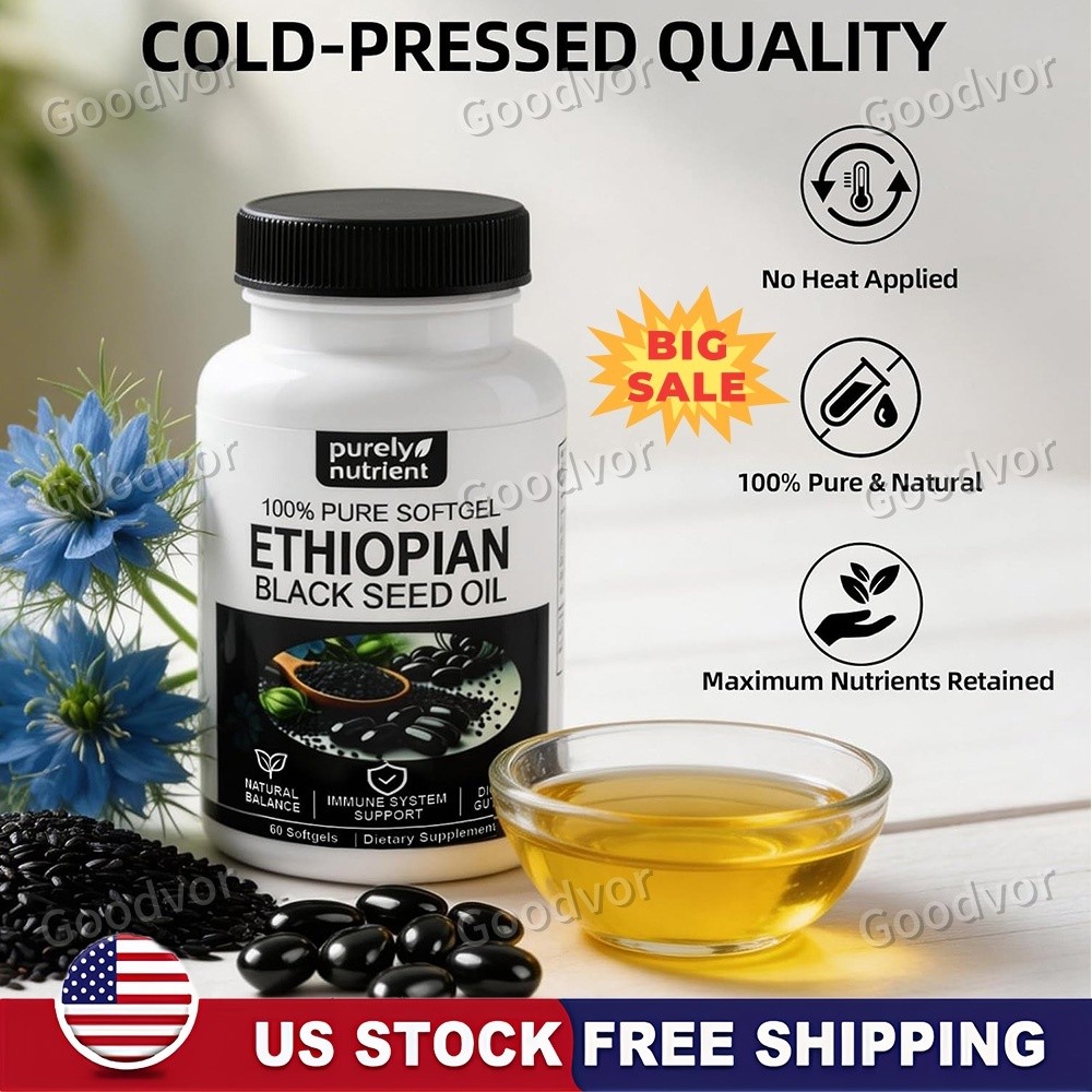 Ethiopian Black Seed Oil Softgels |4.64% Thymoquinone |Gluten-Free, 60 capsules