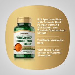 Turmeric Curcumin with Black Pepper | 500mg | 120 Capsules | by Piping Rock