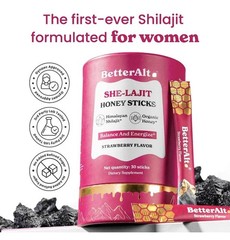 BetterAlt Pure Himalayan She-Lajit Honey Sticks Strawberry Flavor 30 Sticks