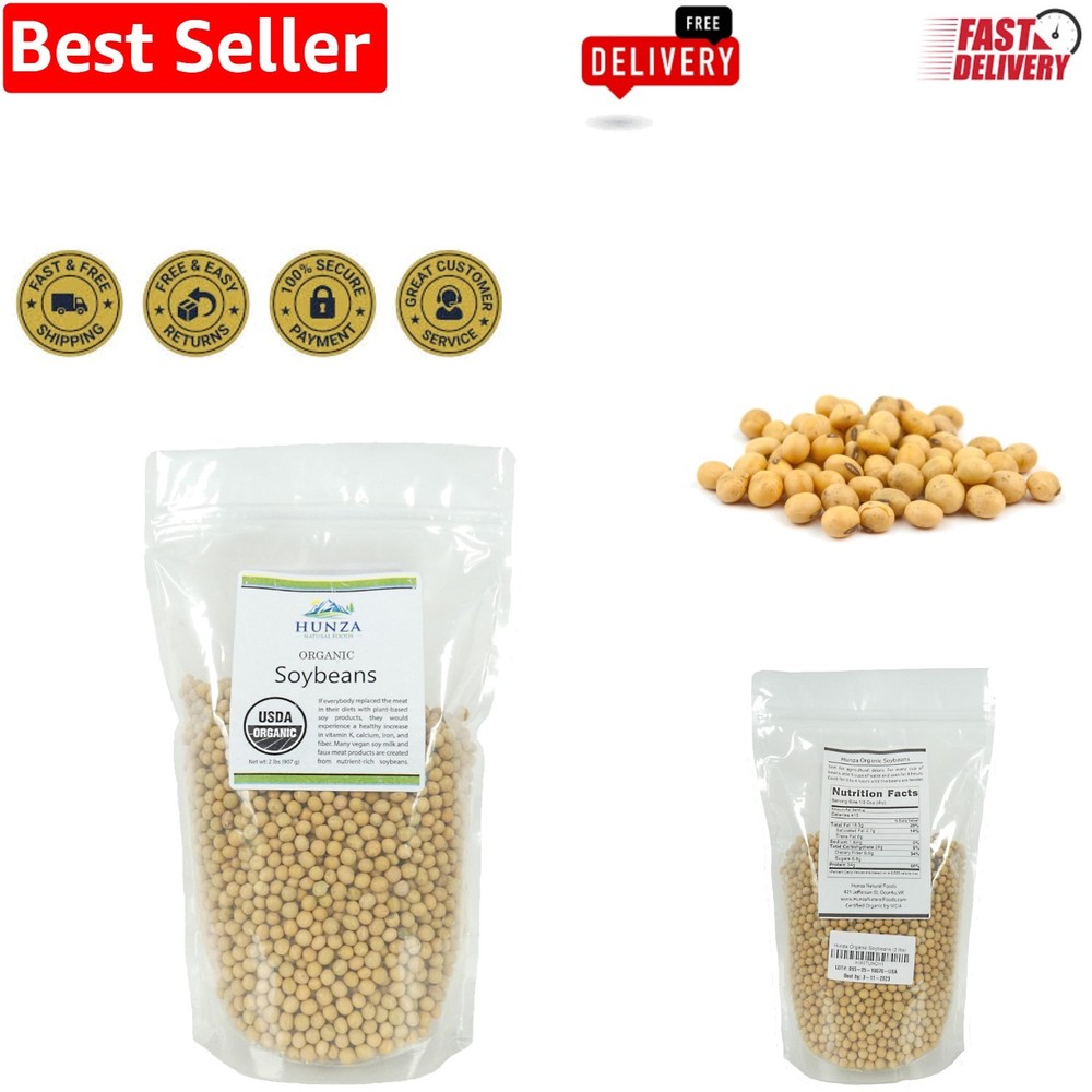 Hunza Organic Soybeans 2 lbs – Non-GMO, High-Protein Cooking Essential