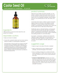 Castor Seed Oil – 100% Pure, Organic, Unrefined, Hexane-Free, Food Grade, Vegan