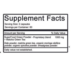 120 Green SuperFoods + Matcha Green Tea Capsules – Immunity, Energy,Antioxidants