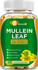 60PCS Mullein Leaf Capsules Lung Cleansing Detox Herbal Dietary Pill Supplement