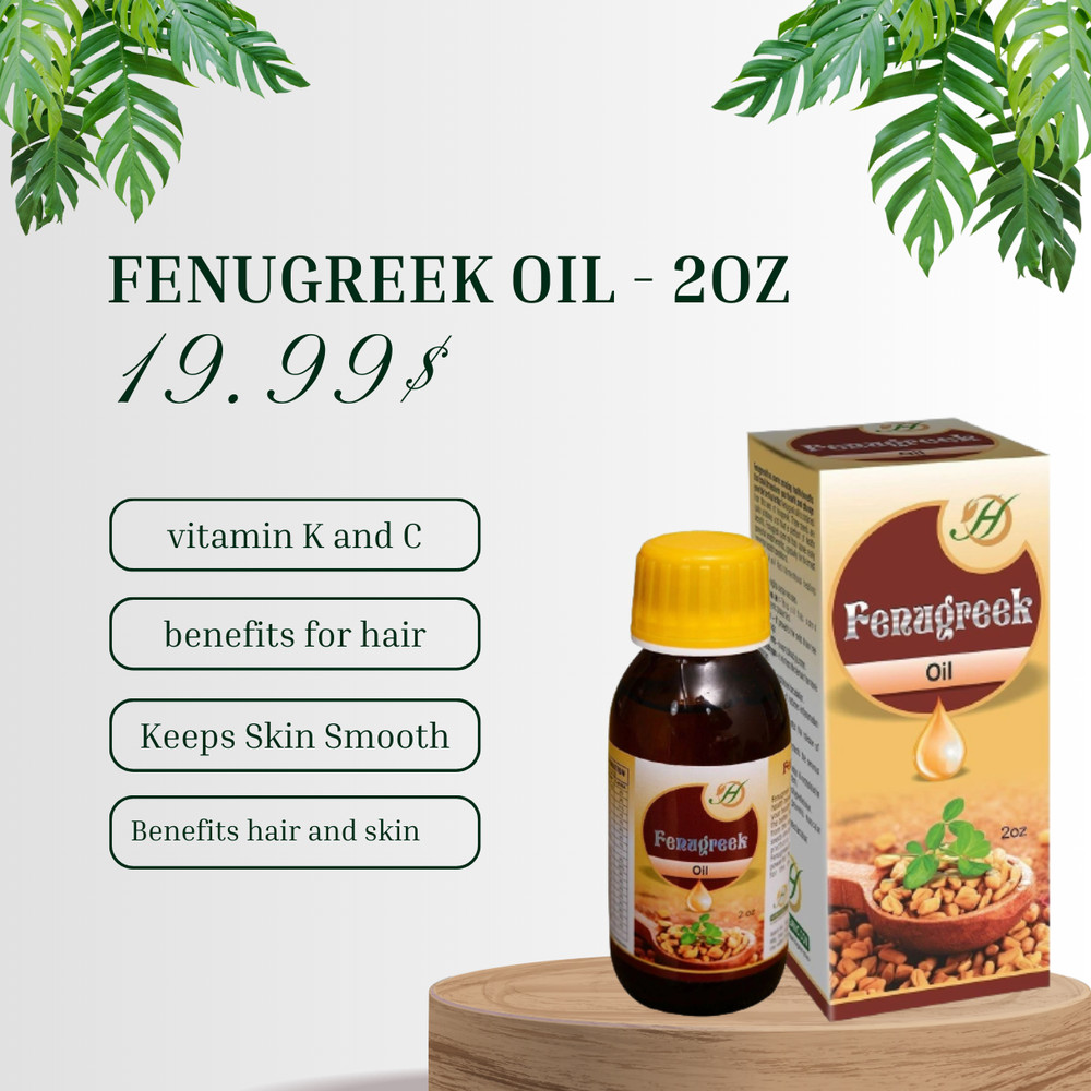 HERBOGANIC Fenugreek Oil – 100% Pure and Natural for Hair and Skin, Cold Pressed