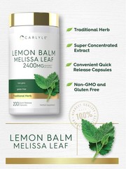 Lemon Balm Capsules | 2400mg | 200 Count | Melissa Leaf | Non-GMO | by Carlyle