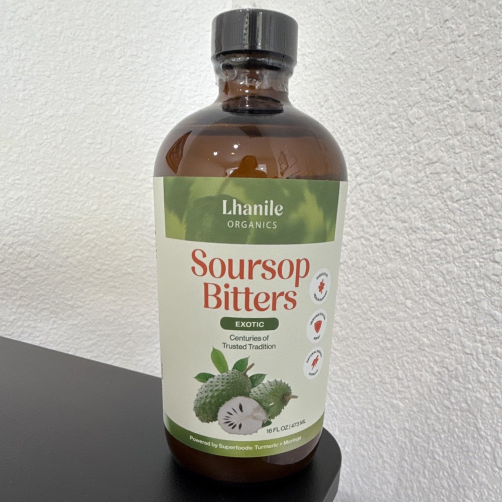 Lhanile Organics Soursop Bitters Liquid Herbal Supplement Natural 16 fl oz