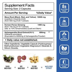 Maca Root 12000mg, Ashwagandha,Panax Ginseng Extract Male Enhancing 120 Capsules