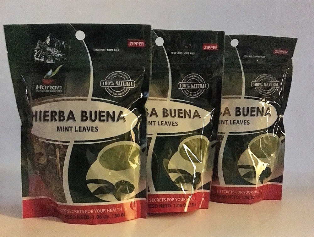 Hierba Buena (Mint Leaves) 3 Bags (30 Grs/Bag)