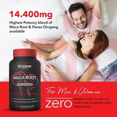 Maca + Ginseng Highest Potency Available 14,400mg Supports Desire Stamina – 60CT