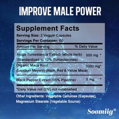 Maca Root Capsules 1500mg, Black Red Yellow Maca Extract, 30 to 120 Capsules
