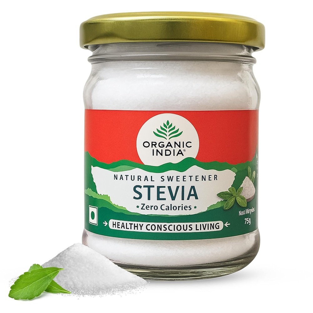 Organic India Stevia Powder – 75g | Plant-Based Natural Sweetener | Zero Calorie