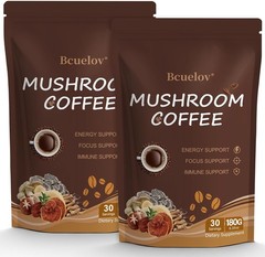 2 Bag Mushroom Coffee, Instant Mushroom Coffee Powder with 6 Adaptogenic