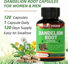 Dandelion Root Supplement 3750mg, 100% Vegetarian, Non-GMO, Gluten Free, 120 Cap