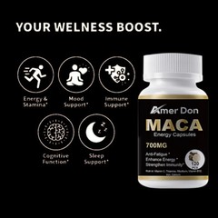 Maca Root, Vitamin B12/C, Thiamine, Riboflavin, lron, Calcium 120 Pills Non-GMO