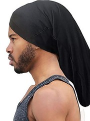 .J Super Long Unisex Spandex Cap for Dreadlocks (Black)