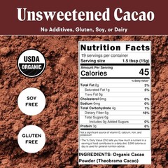 Chocolate Organic Cacao Powder – Unsweetened, Non-Alkalized, Perfect for Baking